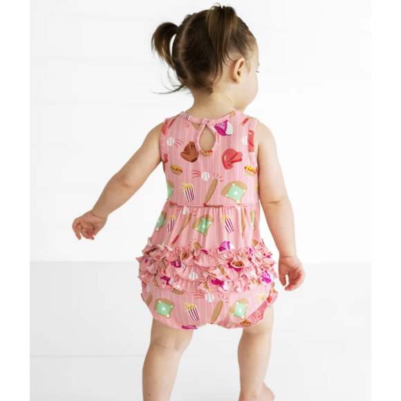 Little Sleepies Pink All Stars Baseball Baby Bubble Romper - Size 12-18 Months - Picture 1 of 3